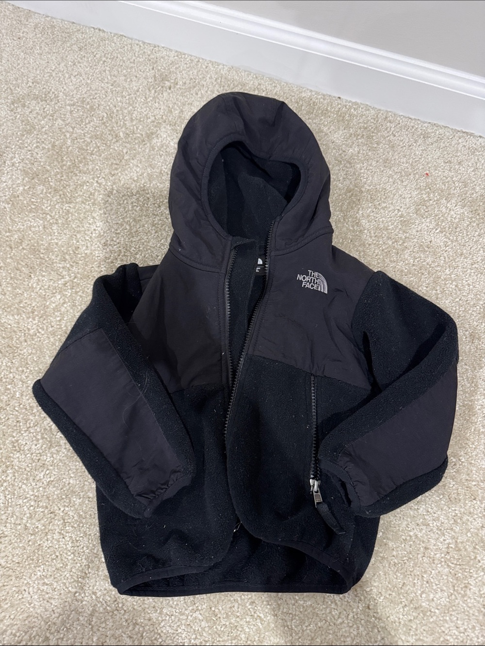 The North Face Black Hooded Zip Fleece with Paneling